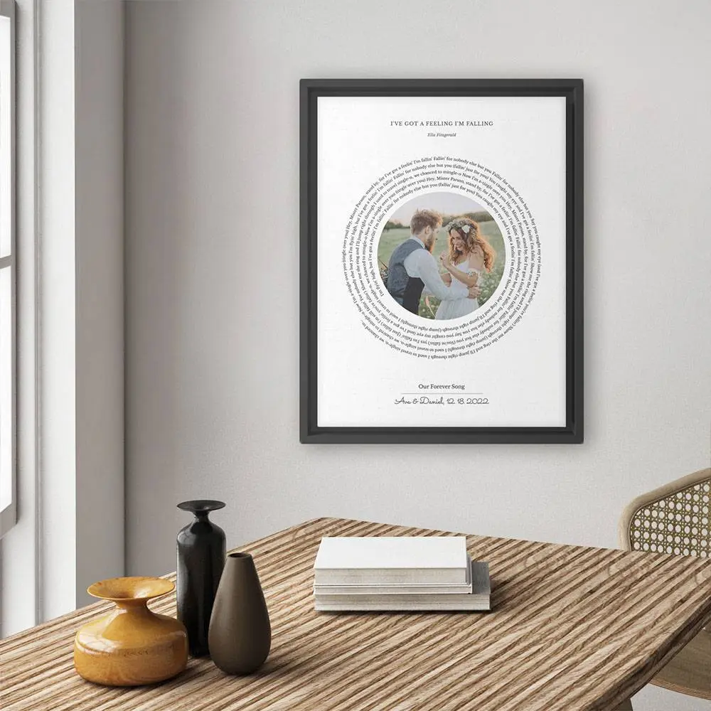 Custom song lyrics print with a couple photo