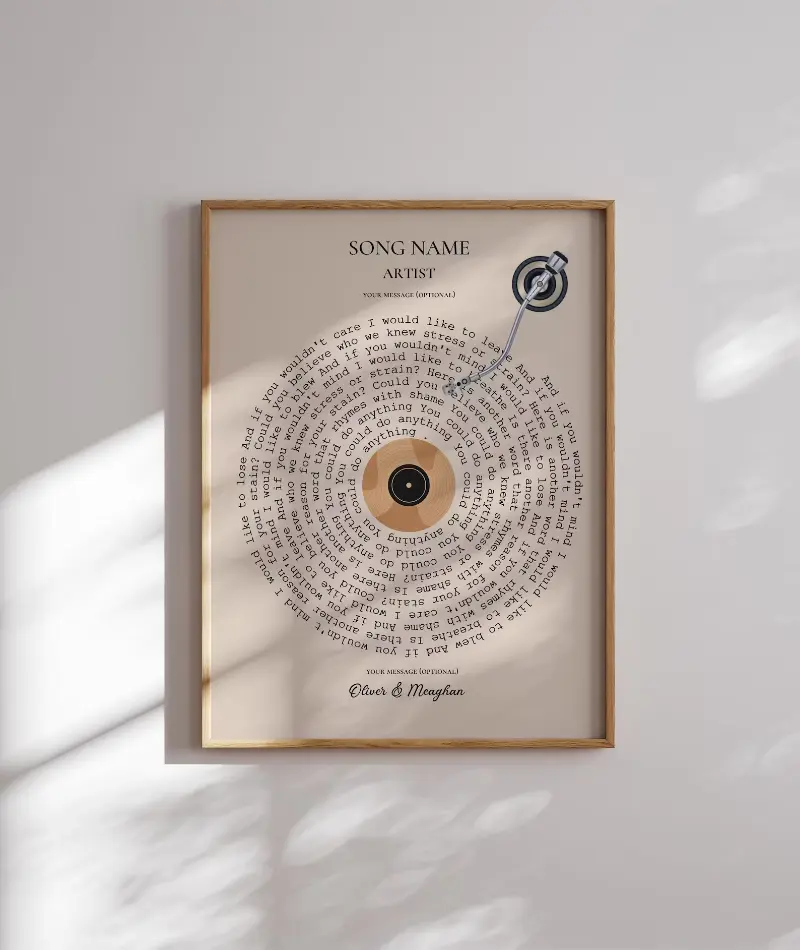 Custom vinyl record gift print example